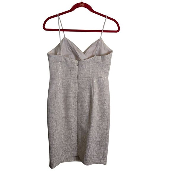 Eliza J Ivory Gold Jaquard Spaghetti Strap Empire Waist Cocktail Dress Size 8 - Picture 2 of 4